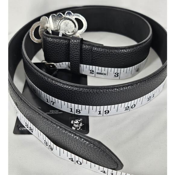 DISNEY 2024 MINNIE MOUSE BLACK WEB BELT – POLISHED METAL MINNIE EARS BUCKLE - Picture 7 of 8